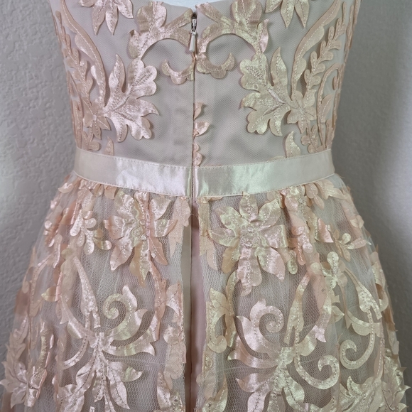 Marchesa Notte Strapless Nude Pink Floral Embroidered Lace  Cocktail Dress Sz S - Picture 6 of 15